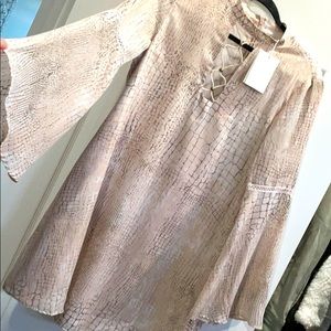 The Jetset Diaries croc mini dress w bell sleeves